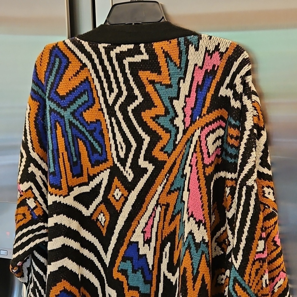 💕FARM RIO💕 Caramel Tropical Stripes Cardigan ~ Tropical Stripes Print XL NWT - Picture 11 of 16
